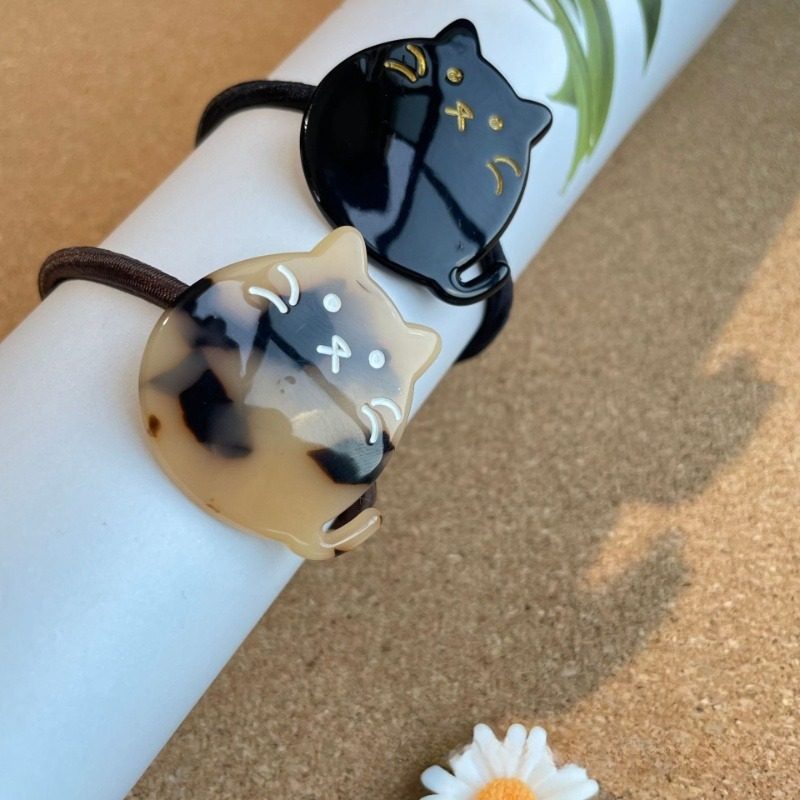 新款玳瑁猫咪发圈可爱少女头饰简约呆萌龙猫发绳日系原宿皮筋发饰