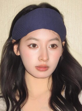 易梦玲同款发箍女高颅顶宽边针织坑条头箍显脸小灰色加宽发捆发带