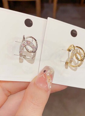 轻奢时尚高级感镶钻交叉开口戒个性气质简约冷淡风食指戒指环