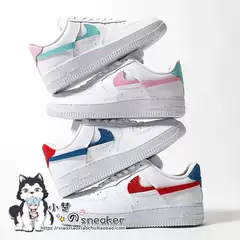 Chu Nike Air Force 1 AF1 White Red Blue Snake Pattern Deconstructed Skate Shoe DC1164-100-101