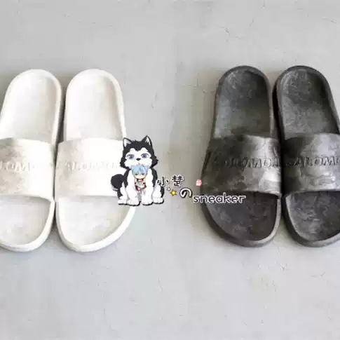Salomon Summeride Casual Versatile Silent Non-Slip Black and White Bathing Slippers Wasteland Style
