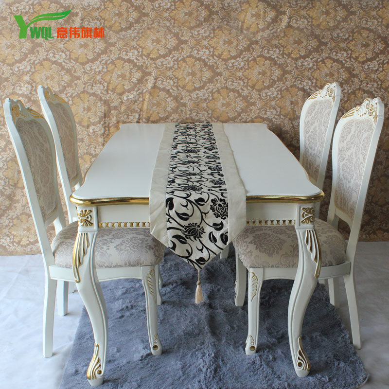 Special Offer European dinette combination Gold foil white solid wood Table Outline in gold table 1.2/1.6/1.8 ricein the Residential furniture , Tables , Dining table  category - from Buy2taobao.com to provide professional Taobao agent buy service