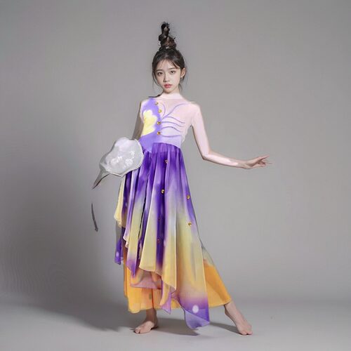 2024新款古典舞演出服女飘逸十八焕蝶扇子舞六一儿童舞蹈服装