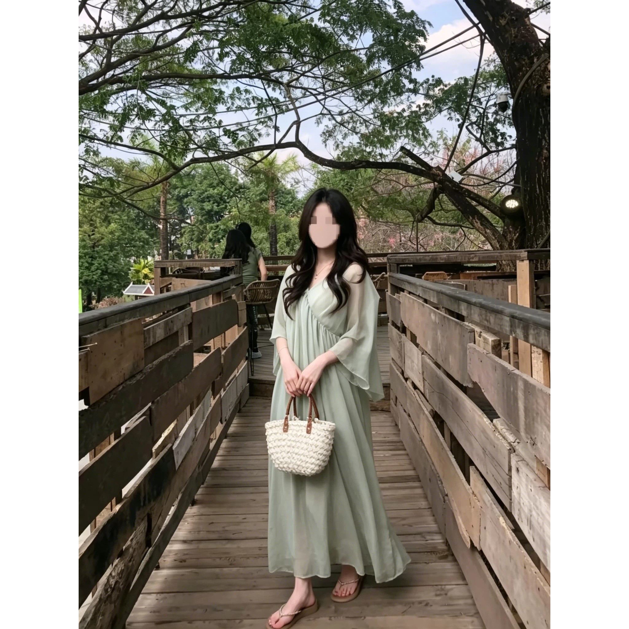 垂感显瘦大摆裙子海边度假风长裙
