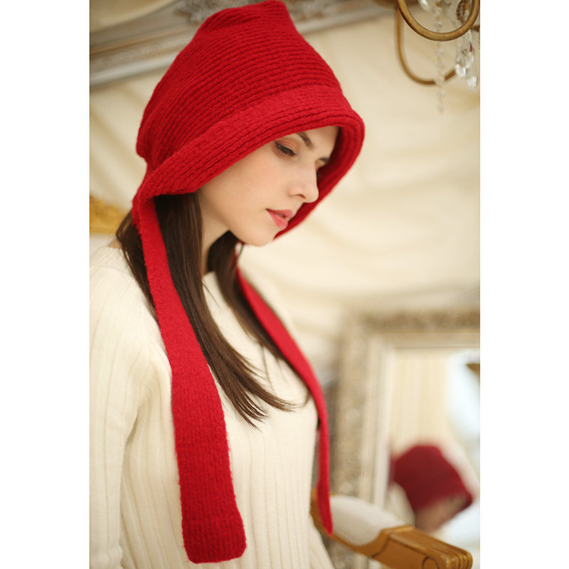 gules Hat Ear knitting Wool Snow Little Red Riding Hood Autumn and winter 2021 Explosive money new pattern Western style fashionin the Accessories/Leather belt/Hat/Muffler , Hat  category - from Buy2taobao.com to provide professional Taobao agent buy service