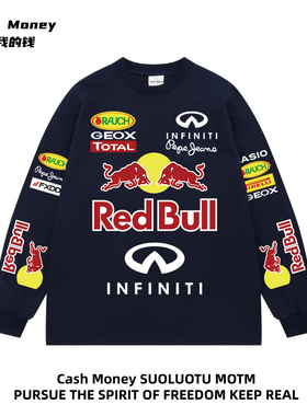 Cash Money数我的钱 美式赛车印花长袖T恤秋冬季男女高街百搭潮流