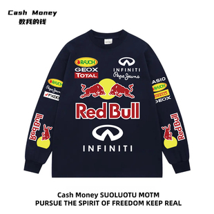 Money数我 T恤秋冬季 钱 赛车印花长袖 男女高街百搭潮流 美式 Cash