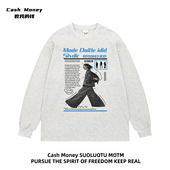 美式 重磅上衣 新款 高街设计感印花t恤长袖 秋季