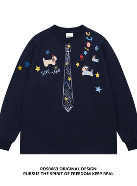 Cash Money数我的钱 设计感长袖t恤国潮牌美式打底衫上衣ins潮流