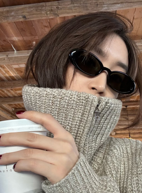 复古猫眼黑色椭圆墨镜美式小框辣妹遮阳太阳镜防紫外线男女同款潮