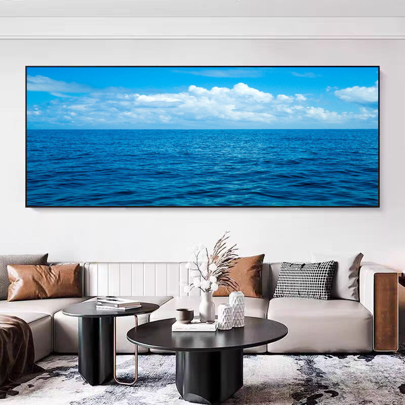 大海蓝天白云招财海水图客厅沙发背景墙装饰画海洋风水画有框挂画,家居饰品,现代装饰画,淘宝优惠券,粉丝福利购,淘宝优惠卷