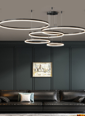 客厅吊灯现代极简约大气2025年新款轻奢主卧室餐厅圆环形灯具大全