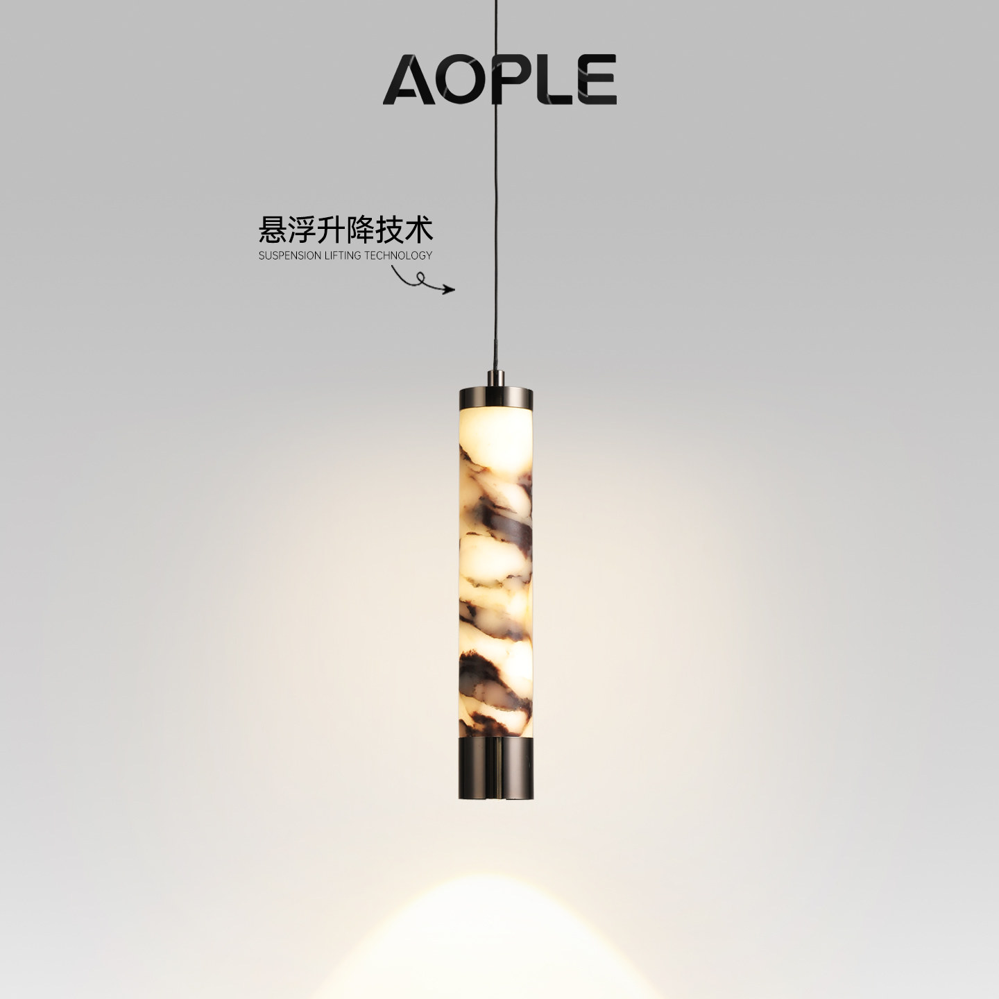 天然进口大理石轻奢床头吊灯悬浮升降意式高级吧台玄关过道吊线灯