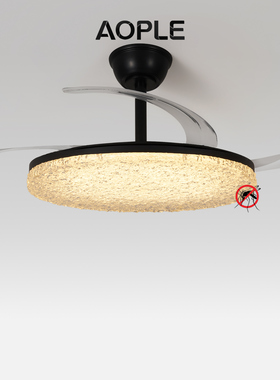 AOPLE轻奢意式风扇灯现代简约高级餐厅卧室全光谱护眼隐形吊扇灯