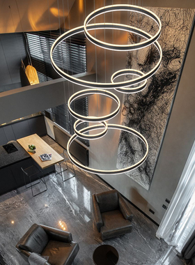 别墅复式楼中空跃层挑空现代简约轻奢高档中山客厅灯大吊灯直销