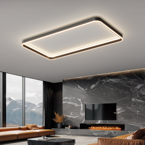 客厅灯现代长方形2025年新款极简约全光谱LED吸顶灯中山灯具套餐