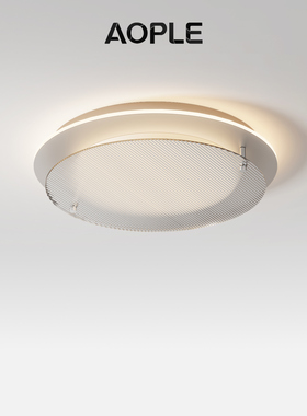 包豪斯圆形卧室吸顶灯现代简约护眼灯高端意式轻奢银灰色玻璃主灯