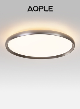 银灰色现代简约吸顶灯圆形背发光卧室客厅书房奶油风高亮护眼灯具