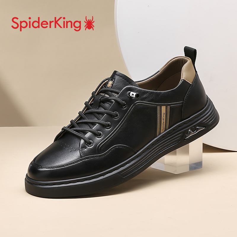蜘蛛王真皮舒适休闲板鞋男