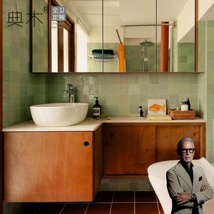 窄边浴室柜中古风洗手台异形小空间洗手台盆洗脸盆一体柜法式复古