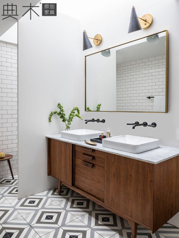 中古风浴室柜卫生间洗漱台中式洗手盆洗脸盆柜组合岩板洗手台定制