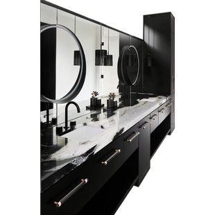 别墅法式浴室柜现代轻奢洗手台盆柜组合熊猫白岩板一体双盆洗漱台