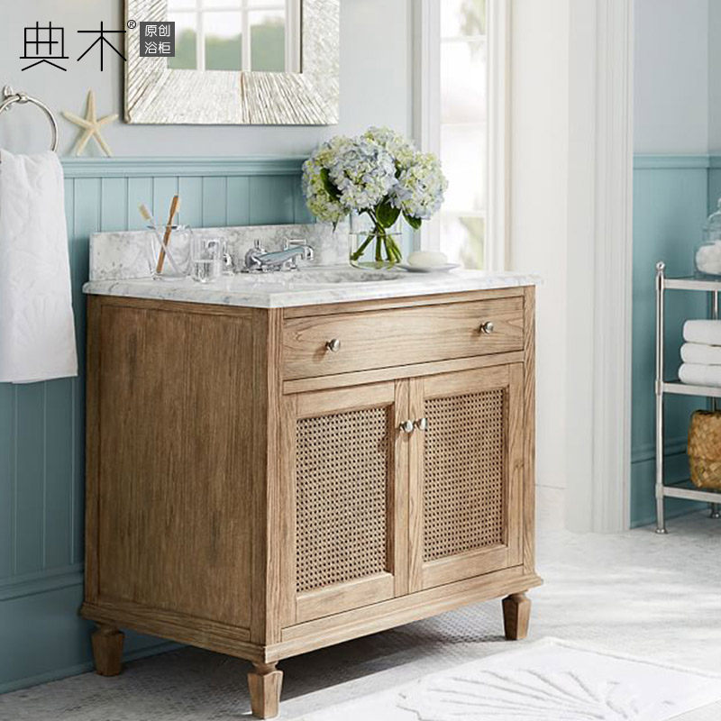 美式复古浴室柜藤编洗脸盆柜组合民宿卫生间洗漱台落地洗手盆定制,家装主材,浴室柜组合,淘宝优惠券,粉丝福利购,淘宝优惠卷