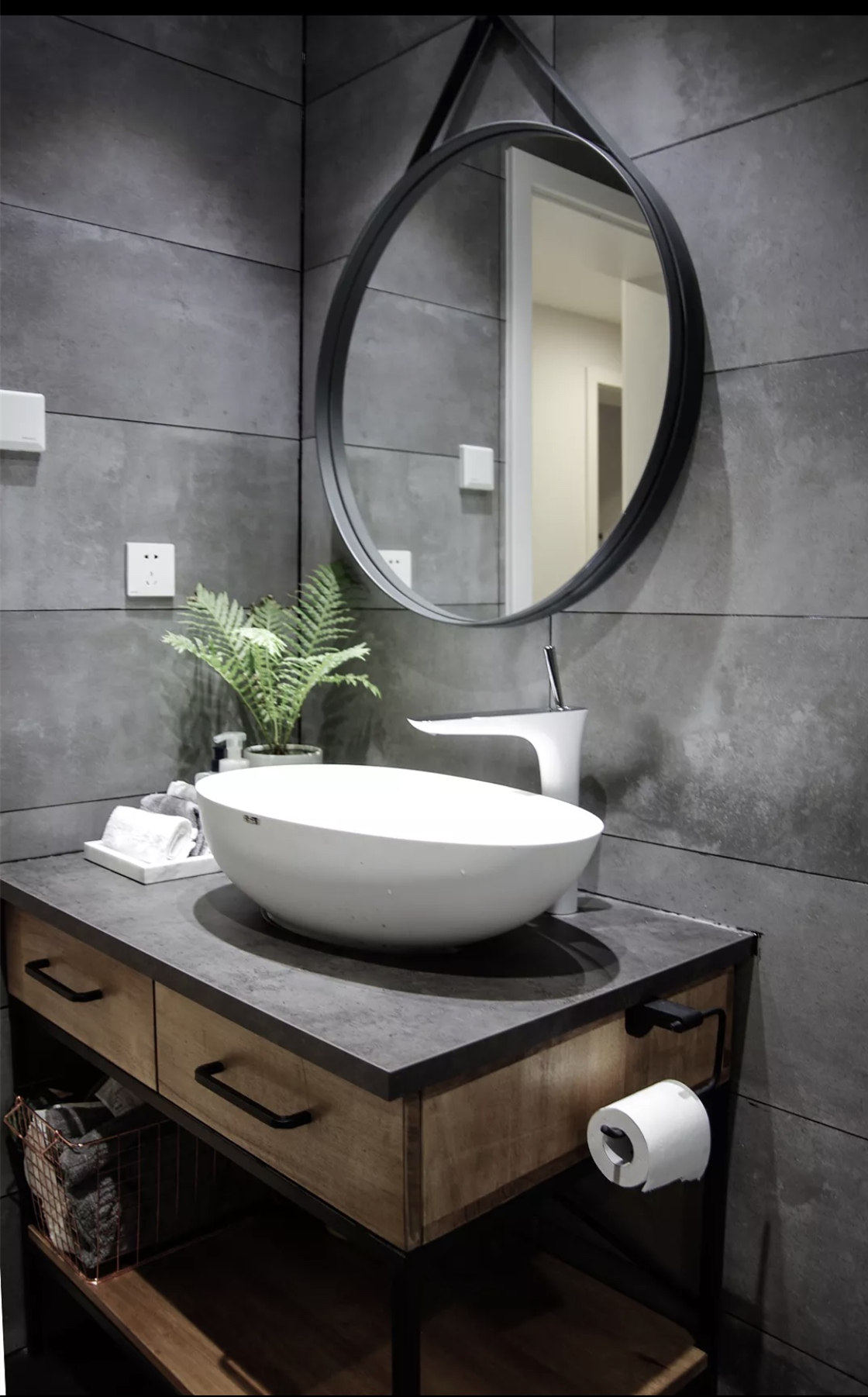 北欧工业风浴室柜洗面盆洗手盆卫生间洗漱台卫浴柜洗脸盆柜镜组合