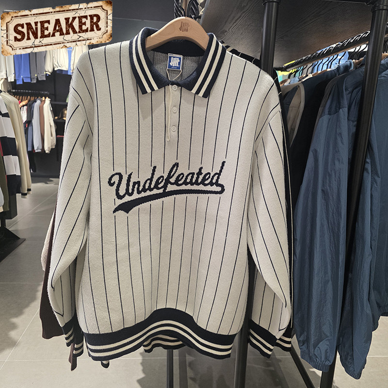 UNDEFEATED五条杠时尚潮流冬美式复古条纹运动圆领卫衣UC43GKR02M