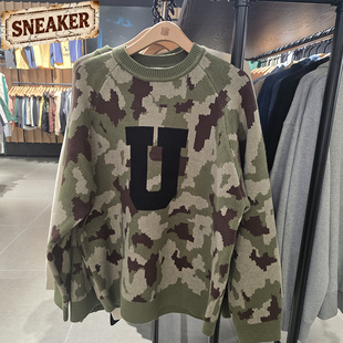 UNDEFEATED五条杠秋潮流大U经典ICON圆领迷彩套头毛衣UC43GKR01M