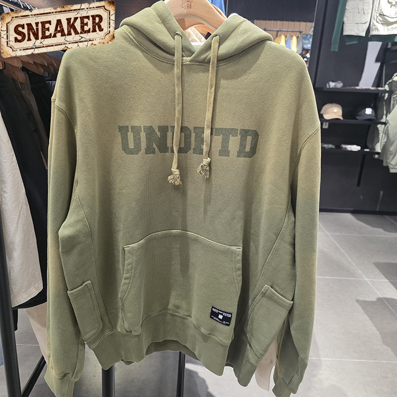 UNDEFEATED五条杠秋季时尚潮流美式侧口袋军绿连帽卫衣UC43GKH01M