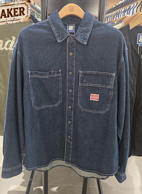 UNDEFEATED五条杠夏季工装口袋复古水洗牛仔长袖衬衫UC51GLT02M