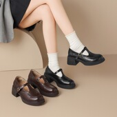 女春新款 复古时髦时尚 百搭单鞋 zhr则则6cm甜酷风学院乐福鞋 jk鞋 子