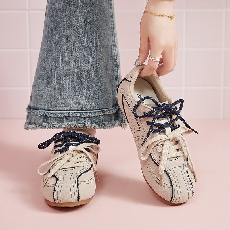 ZHR双鞋带平底德训鞋女秋季新款时尚百搭运动休闲耐磨轻便阿甘鞋