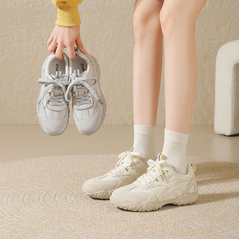 头层猪皮zhr则则内增高阿甘鞋德训鞋女春新款休闲时尚百搭运动鞋