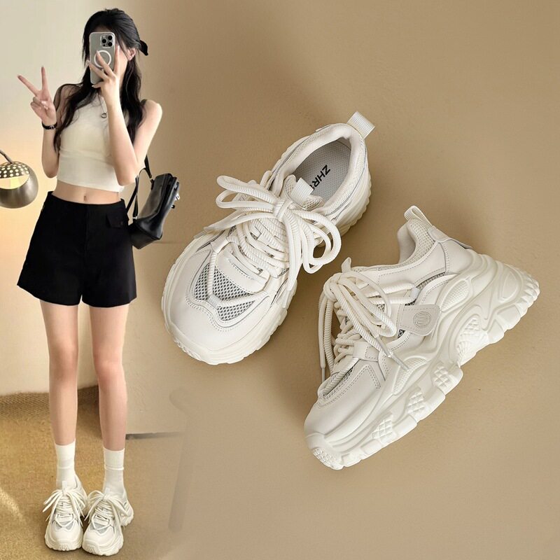 zhr则则内增高老爹鞋女春夏新款显高舒适百搭透气网面休闲运动鞋