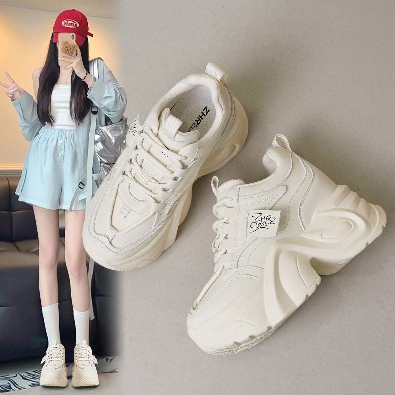 zhr则厚底老爹鞋女春时尚透气百搭松糕底增高小个子休闲运动鞋子