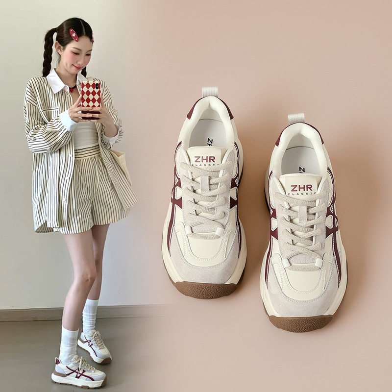 zhr内阿甘鞋女春季新款时尚百搭舒适休闲运动鞋厚底柔软德训鞋子