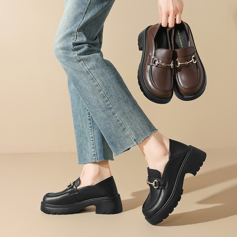 zhr则则真皮厚底乐福鞋5cm英伦单鞋女春秋新款小皮鞋通勤豆豆鞋子,女鞋,乐福鞋（豆豆鞋）,淘宝优惠券,粉丝福利购,淘宝优惠卷