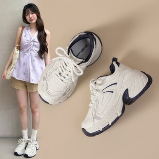zhr则则厚底老爹鞋女2026春新款轻便透气运动时尚百搭增高休闲鞋