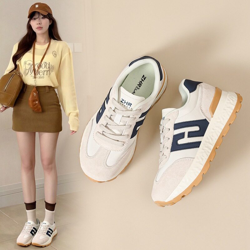 zhr则则厚底女鞋德训鞋女春秋新款时尚百搭透气休闲运动鞋阿甘鞋