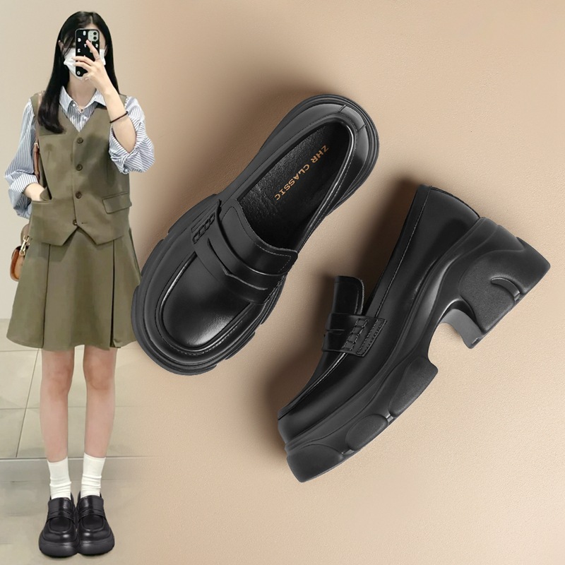 ZHR松糕底乐福鞋女春秋新款时尚百搭厚底单鞋轻便爆款ins小皮鞋子
