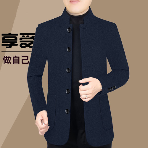 绵羊毛毛呢大衣男中长款呢子外套