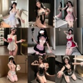 挂脖趣味性感连衣裙禁欲系免脱开档睡裙 新款 女仆女装 可爱制服套装