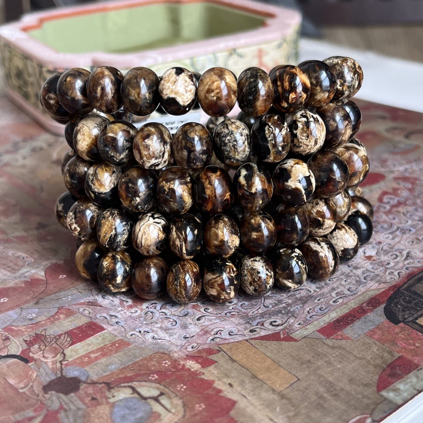 天然原矿10mm抚顺琥珀溶洞干白黑花翳王珀翳珀琥珀手串佛珠61.65