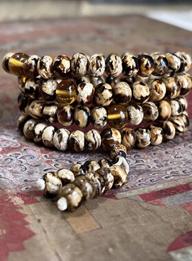 天然原矿抚顺琥珀干瓷白溶洞一级干白白蜡手链琥珀手串佛珠12.68