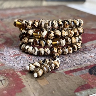 天然原矿抚顺琥珀干瓷白溶洞一级干白白蜡手链琥珀手串佛珠12.68