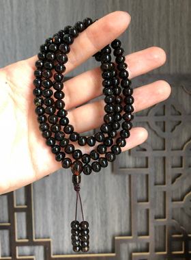 17.41天然原矿6mm抚顺琥珀一级翳王珀药珀翳珀佛珠项链手串手链