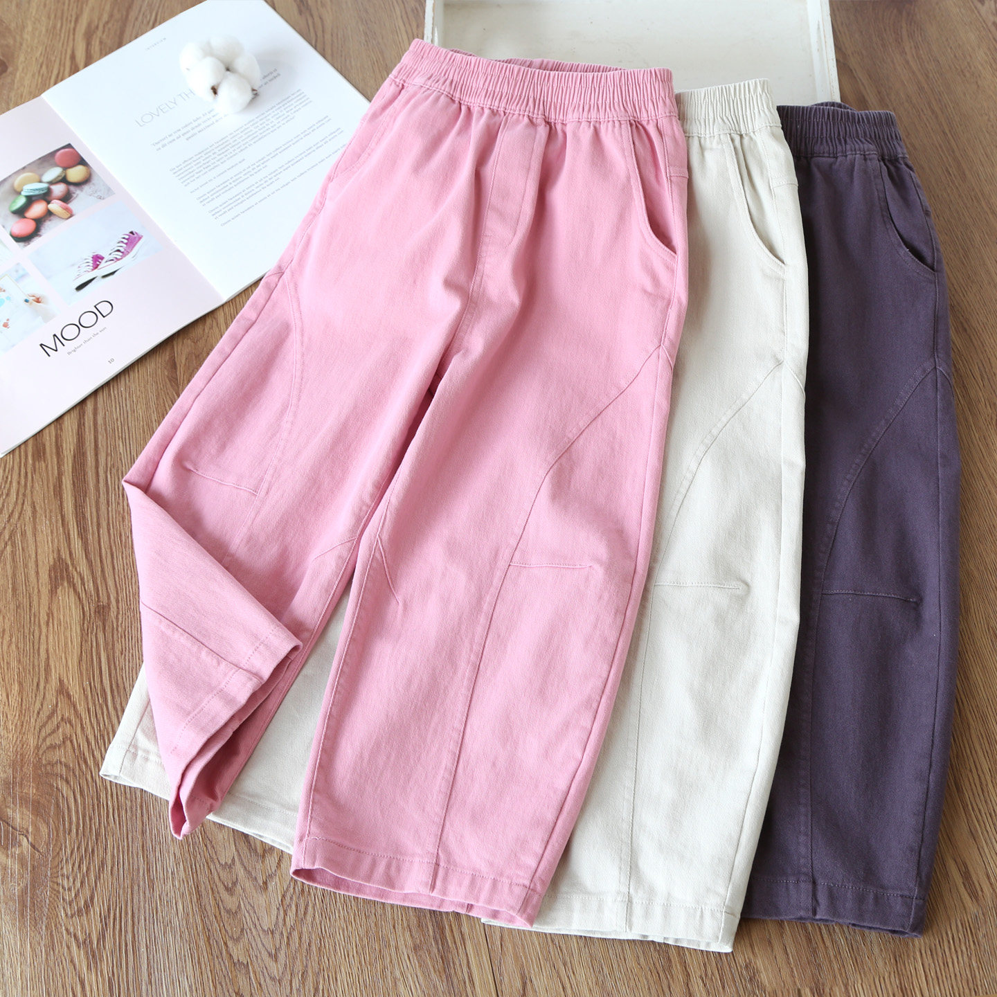 女童纯棉休闲裤春秋儿童洋气弯刀裤宽松气球裤小女孩薄款长裤26春