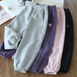 子小学生女孩卫裤 女童运动裤 春秋长裤 儿童花边休闲裤 2026春装 新款
